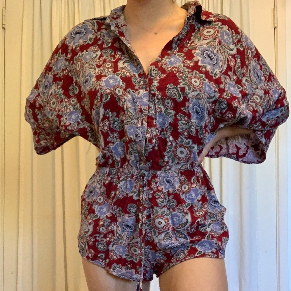 Beautiful red & floral romper from a boutique